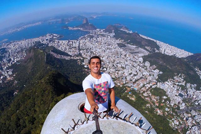 Selfie taken on the top of the Statue of Christ the Redeemer