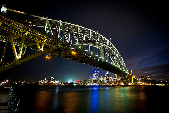 Opera house & Sydney Harbour Bridge at night