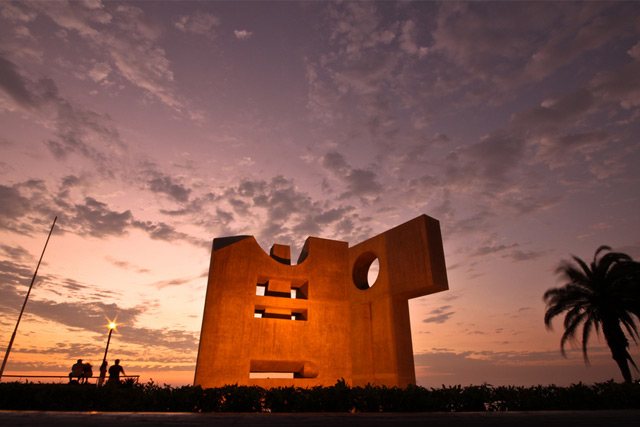 Intihuatana located at the Parque Gran Mariscal Mariano Necochea in Lima, Peru