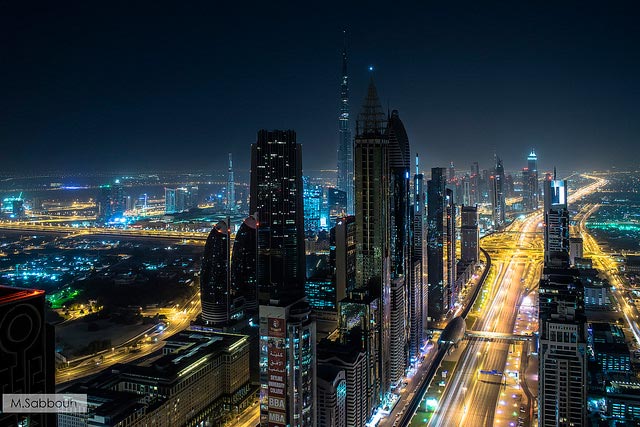 Sheikh Zayed Road at night