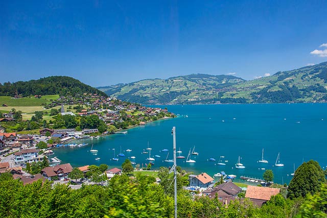 View of Faulensee in Switzerland