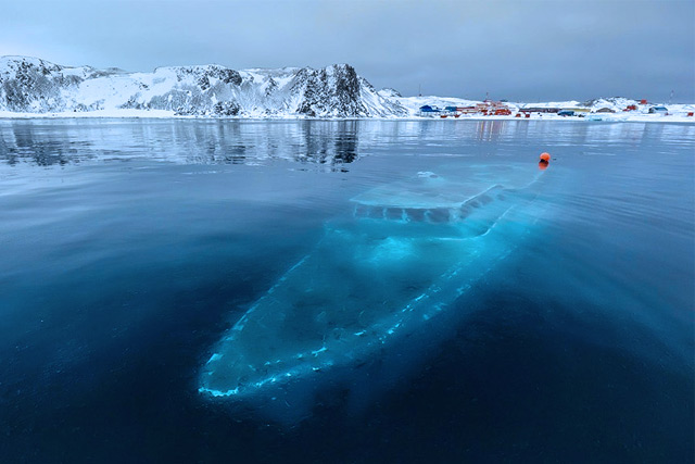 Sunken Yacht in Antarctica
