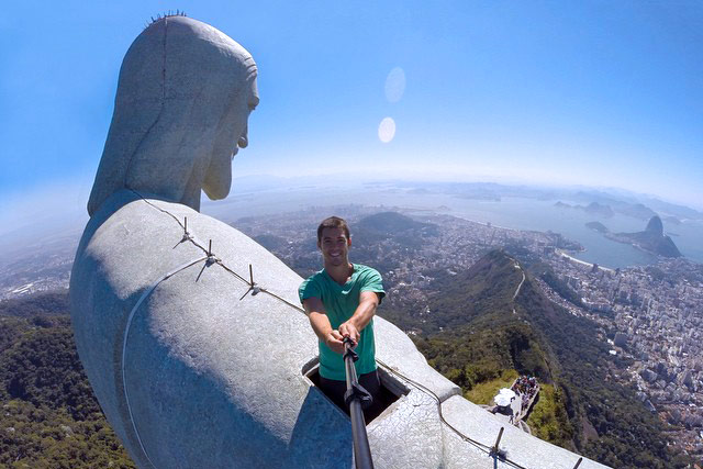 Selfie taken on the top of the Statue of Christ the Redeemer