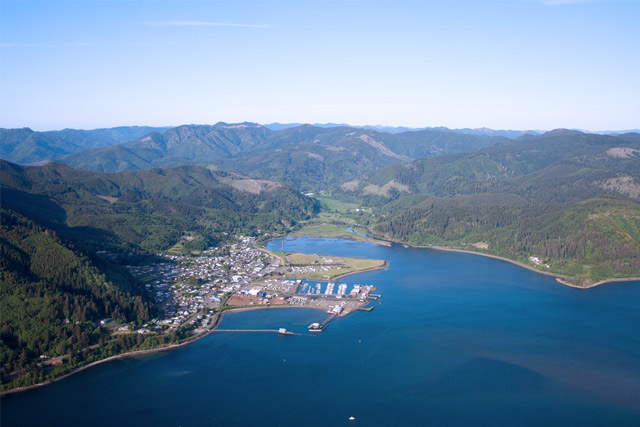 Aerial view of City of Garibaldi, Oregon, USA