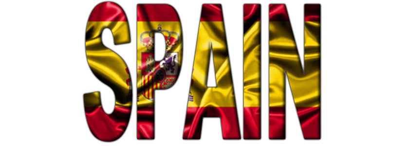 The word Spain filled with the Spanish flag