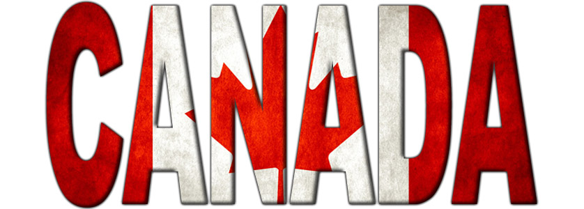 The word Canada filled with the Canadian flag
